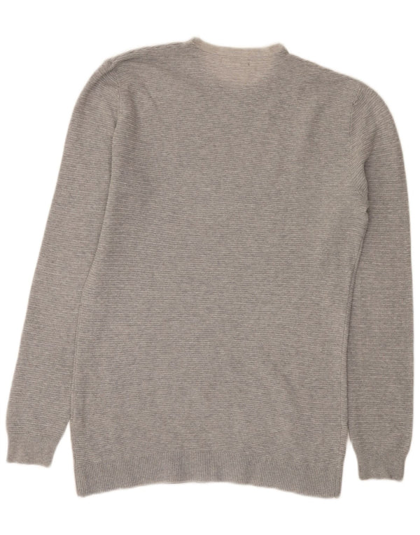 Maglione maglione girocollo da uomo Zara grande in cotone grigio
