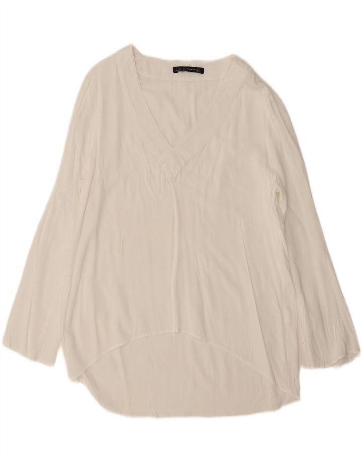 ZARA Womens Long Sleeve Blouse Top UK 16 Large White Vintage Zara and Second-Hand Zara from Messina Hembry 