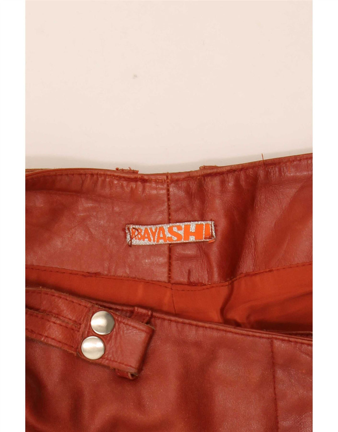 Pantaloni vintage in pelle bootcut da donna piccoli W27 L31 marroni