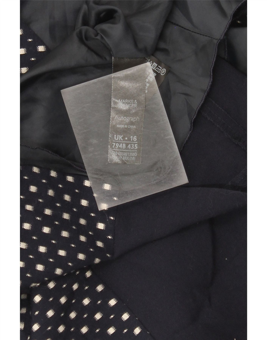 Abito tubino da donna Marks & Spencer UK 16 grande blu navy maculato