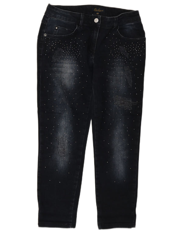 LUISA SPAGNOLI Jeans cropped slim da donna IT 40 Small W27 L25 Blu navy