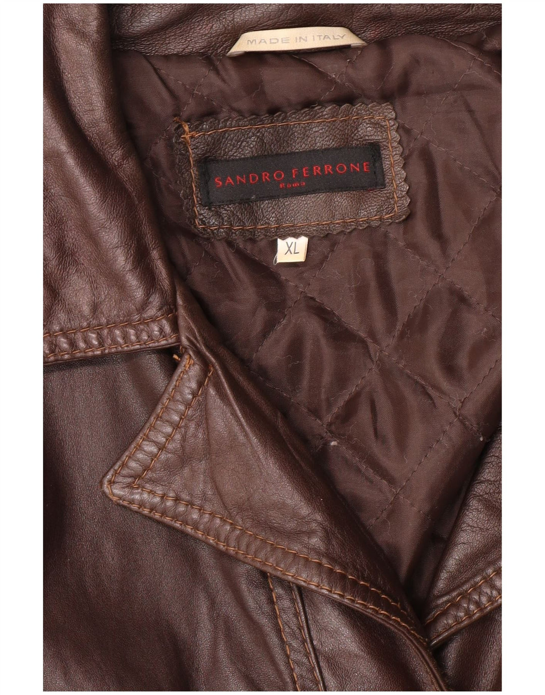 Sandro Ferrone Giacca in pelle corta da donna UK 18 XL Marrone