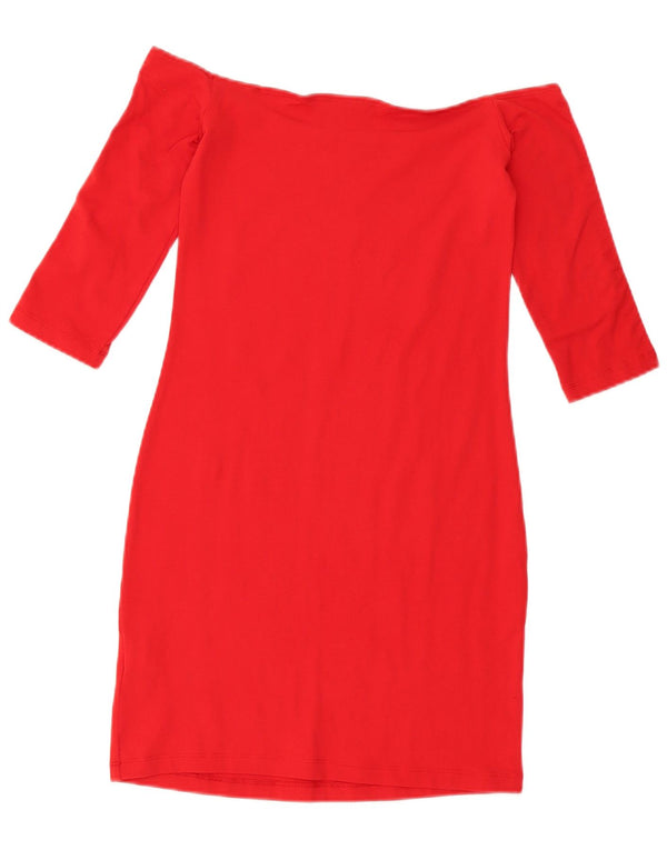 Abito da donna Mini Off spalla Adidas UK 12 cotone rosso medio