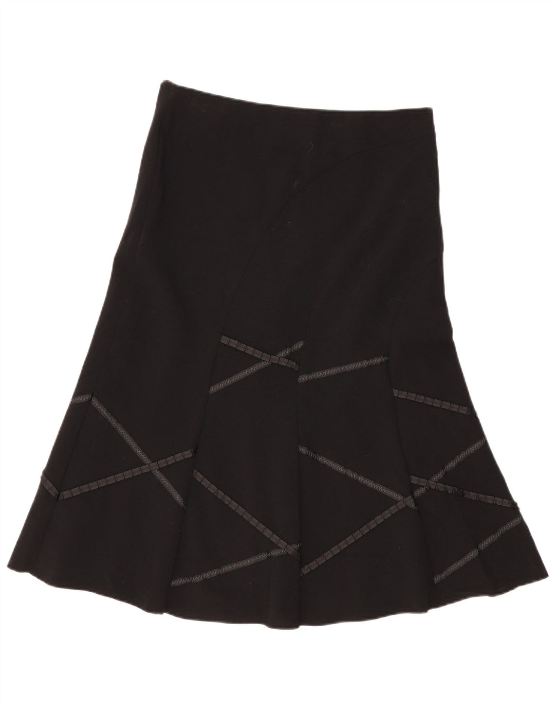 Gonna a trapezio da donna Marks & Spencer UK 12 media W34 nera geometrica