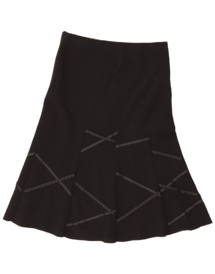 Gonna a trapezio da donna Marks & Spencer UK 12 media W34 nera geometrica