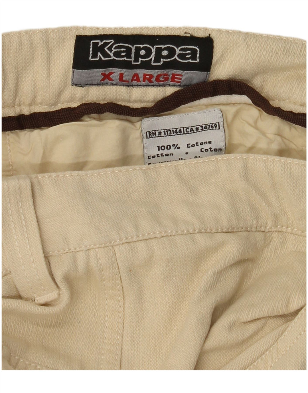 Pantaloni casual dritti con grafica da uomo KAPPA XL W38 L35 cotone beige