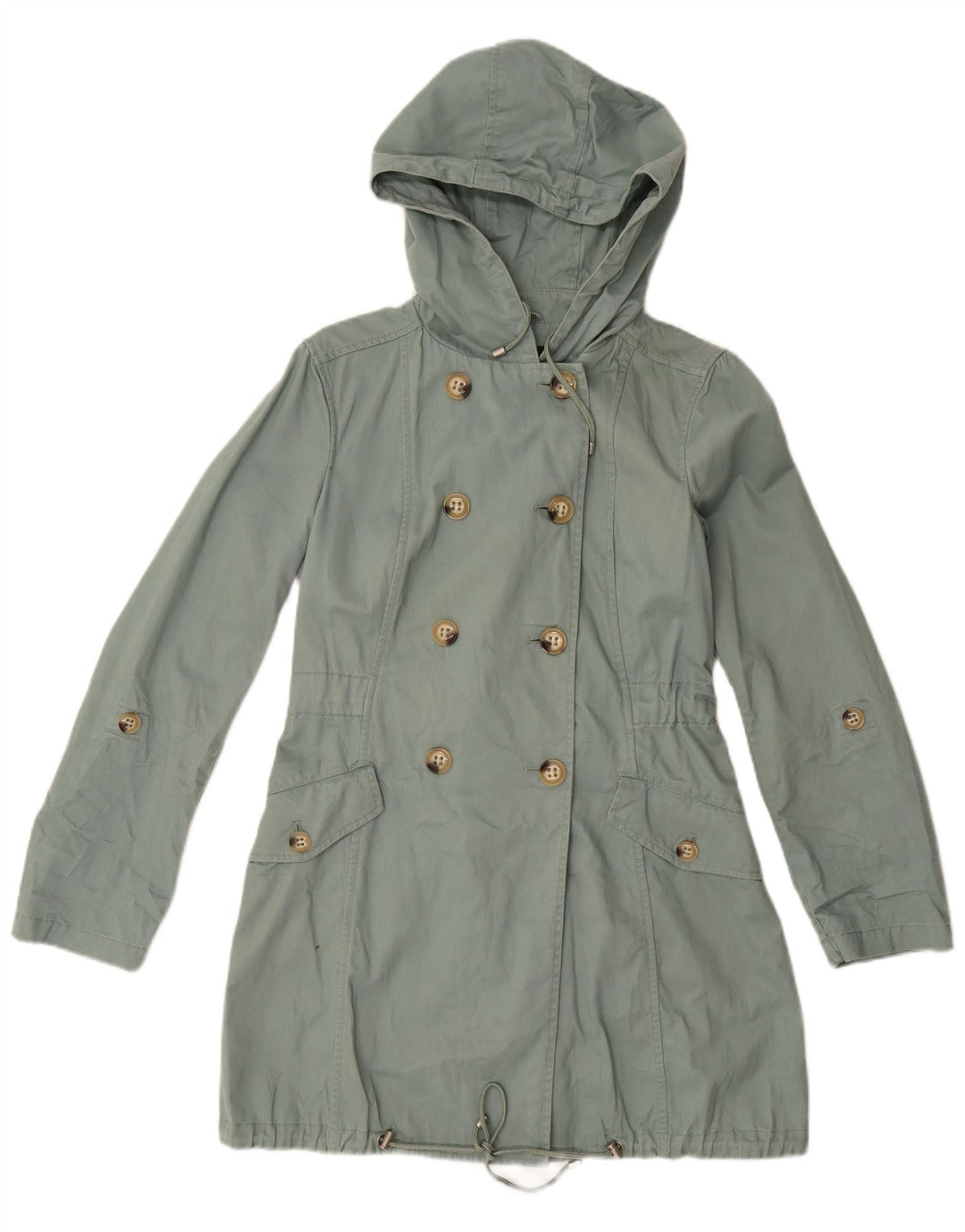 Parka Donna Benetton con cappuccio IT 42 Verde Medio Cotone