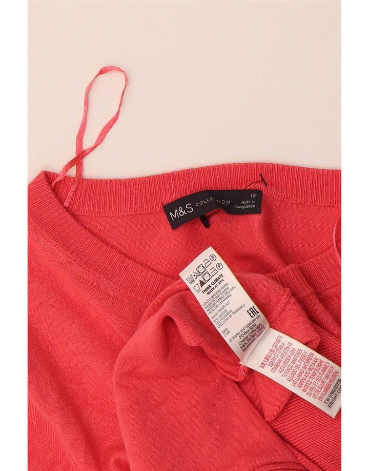 Maglione cardigan corto da donna Marks & Spencer UK 12 Viscosa rosa medio