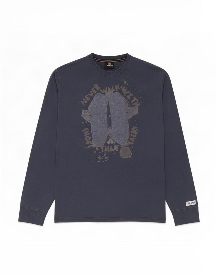 Converse Top grafico da uomo a maniche lunghe grande blu navy