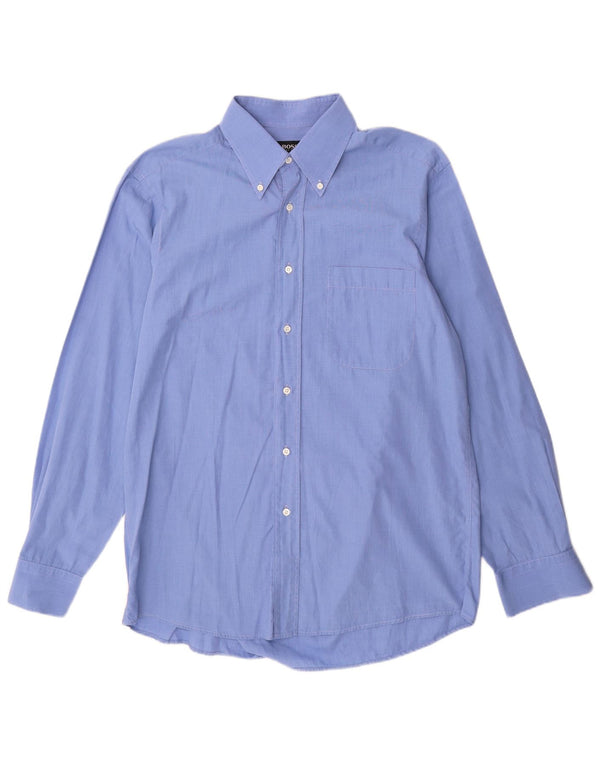 Hugo Boss Mens Shirt Size 16 1/2 42 Large Blue Cotton