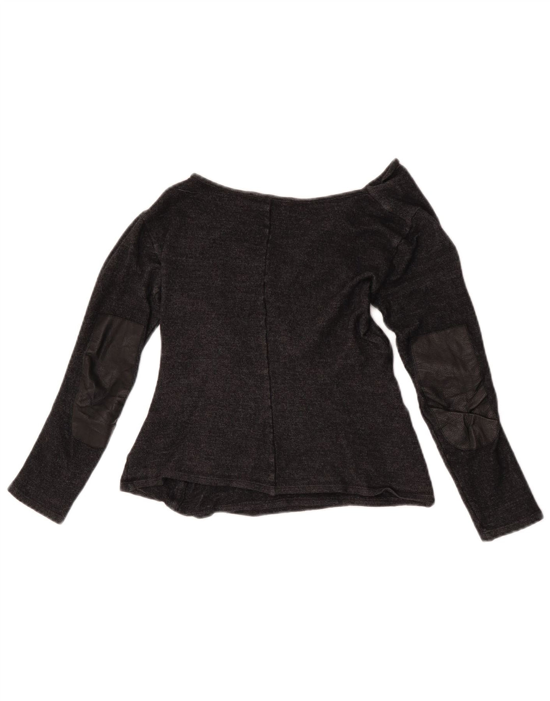 Max Mara Camicetta a maniche lunghe corta da donna Top UK 10 Small Lana grigia