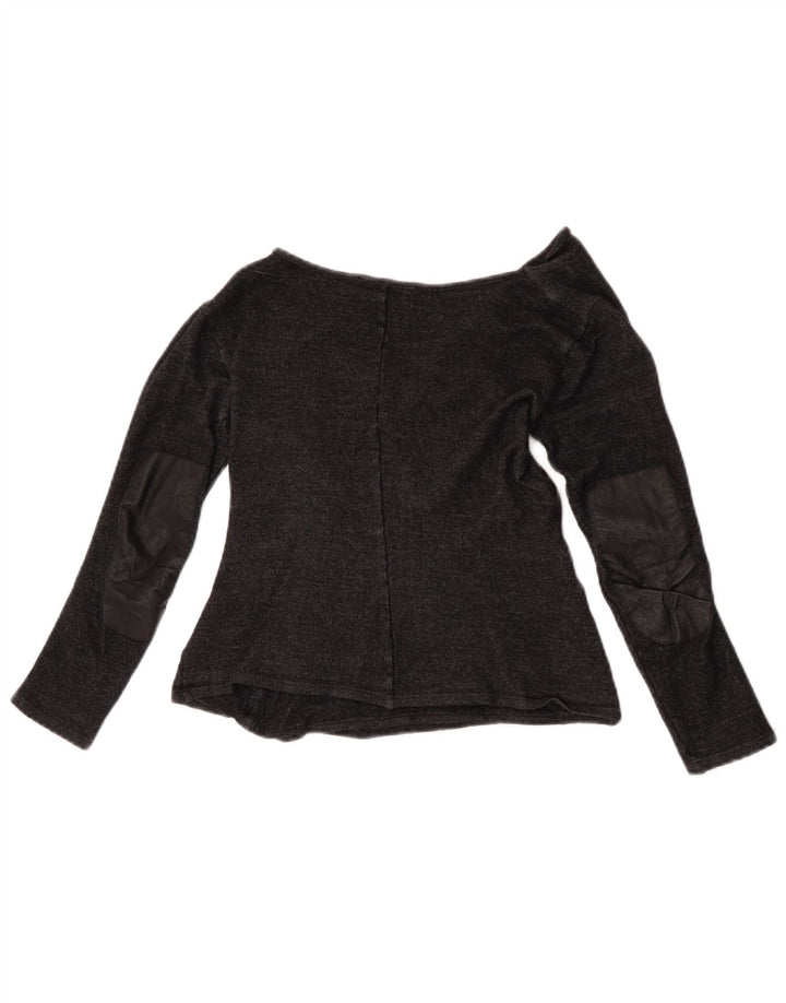 Max Mara Camicetta a maniche lunghe corta da donna Top UK 10 Small Lana grigia
