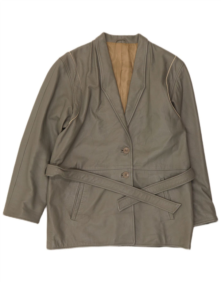 Giacca in pelle vintage da donna IT 44 Grigio medio