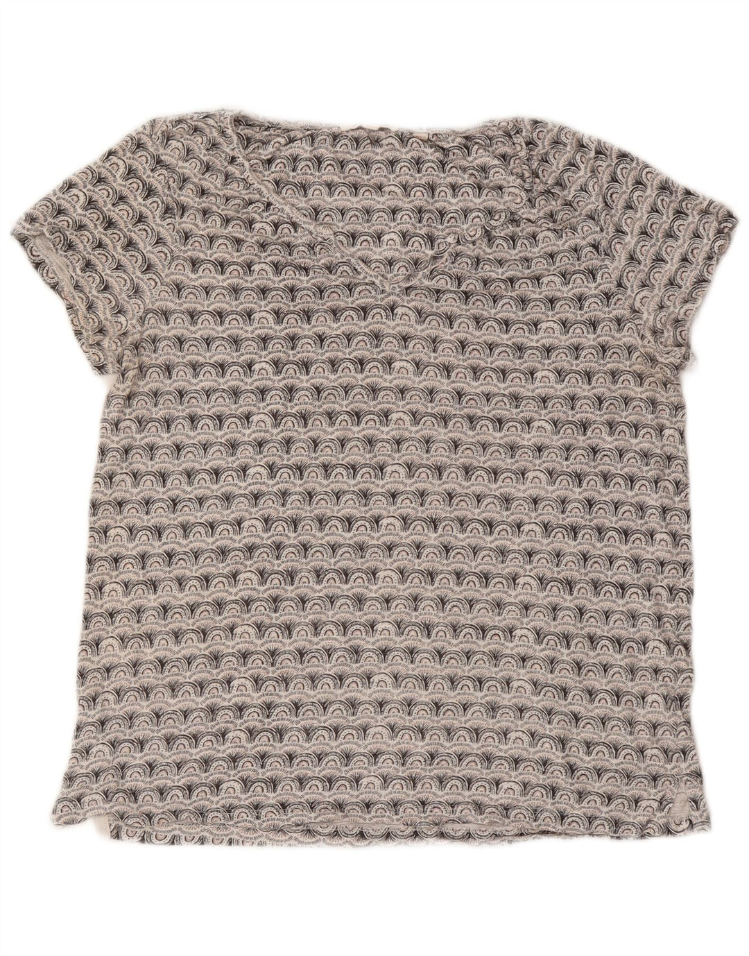 FAT FACE T-shirt grafica oversize da donna Top UK 10 Piccola grigia geometrica