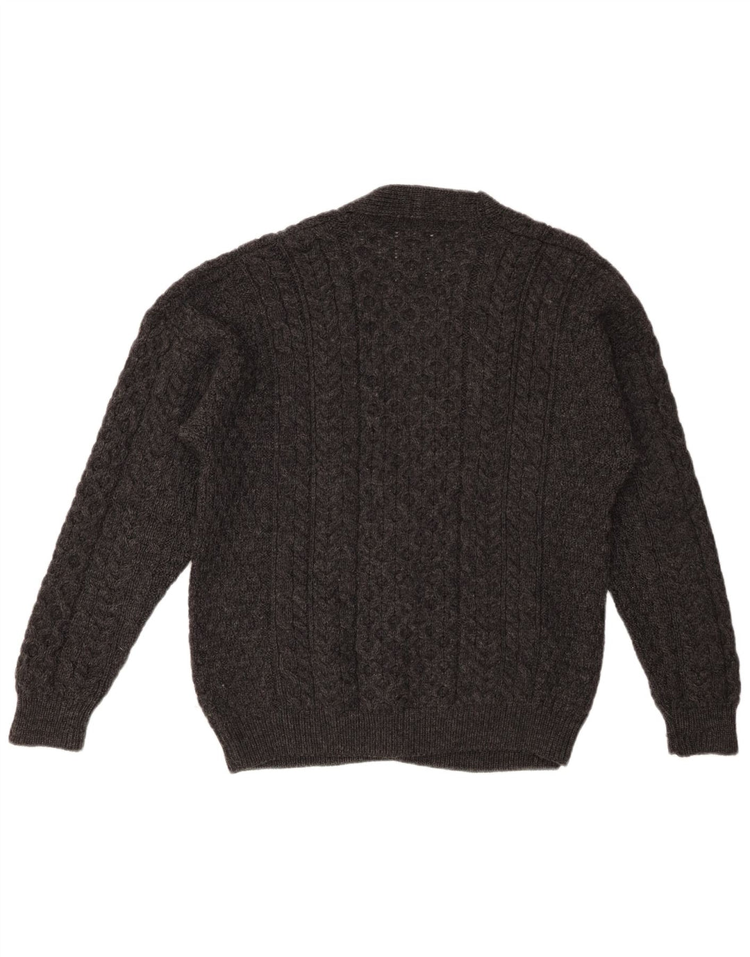 Maglione cardigan da uomo VINTAGE grigio medio in lana vergine