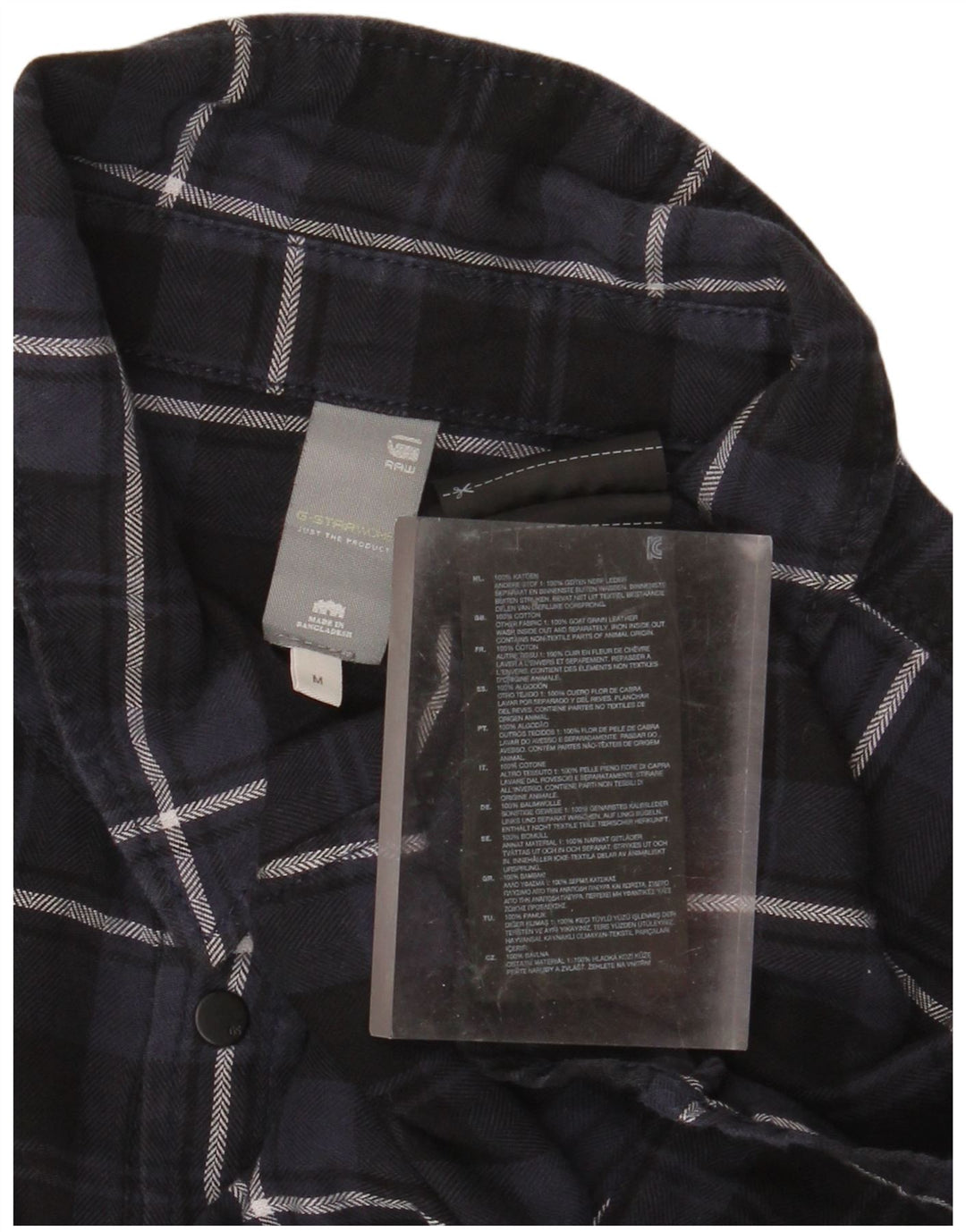Camicia da uomo in flanella a quadri G-STAR, cotone a quadri blu navy medio