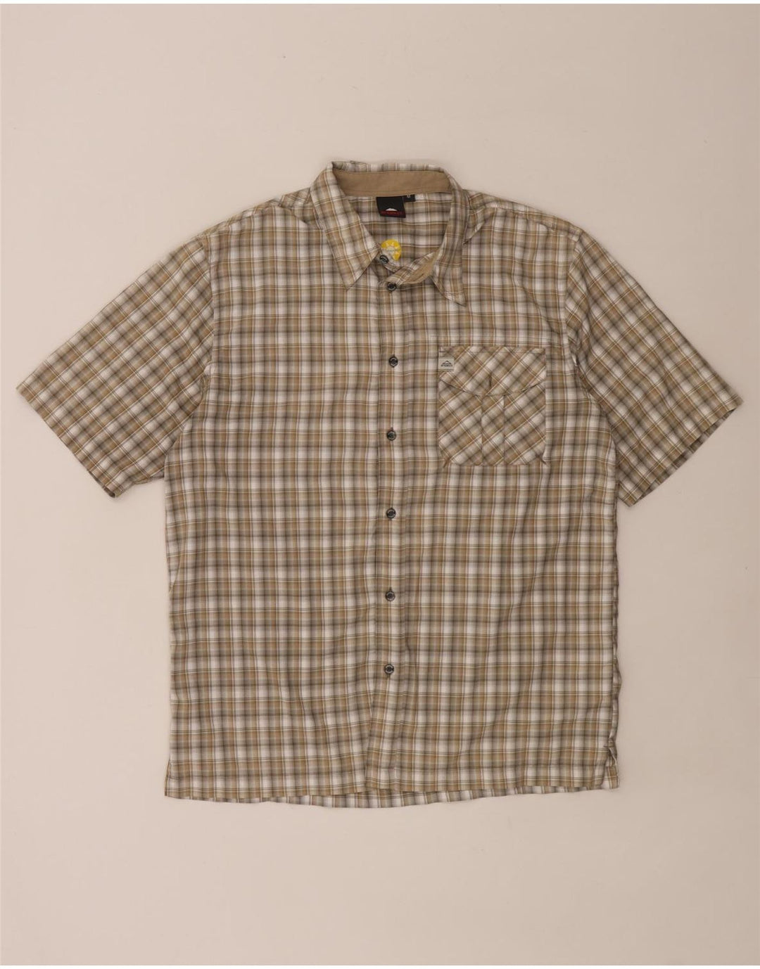 Camicia a maniche corte da uomo MC Kinley Poliestere a quadri kaki medio