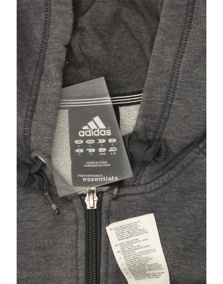 Maglione con cappuccio e zip Adidas da uomo grande in cotone grigio