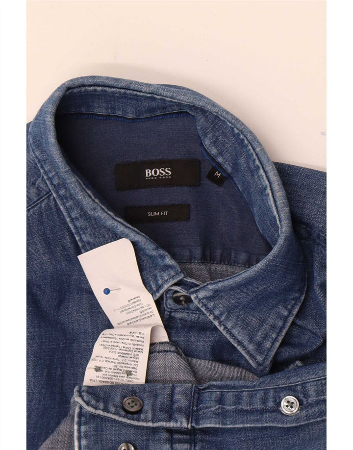 Camicia di jeans slim fit da uomo Hugo Boss in cotone blu medio