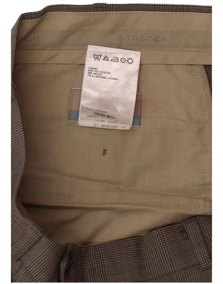Pantaloni da abito su misura da uomo Marks & Spencer W38 L31 pied de poule neri
