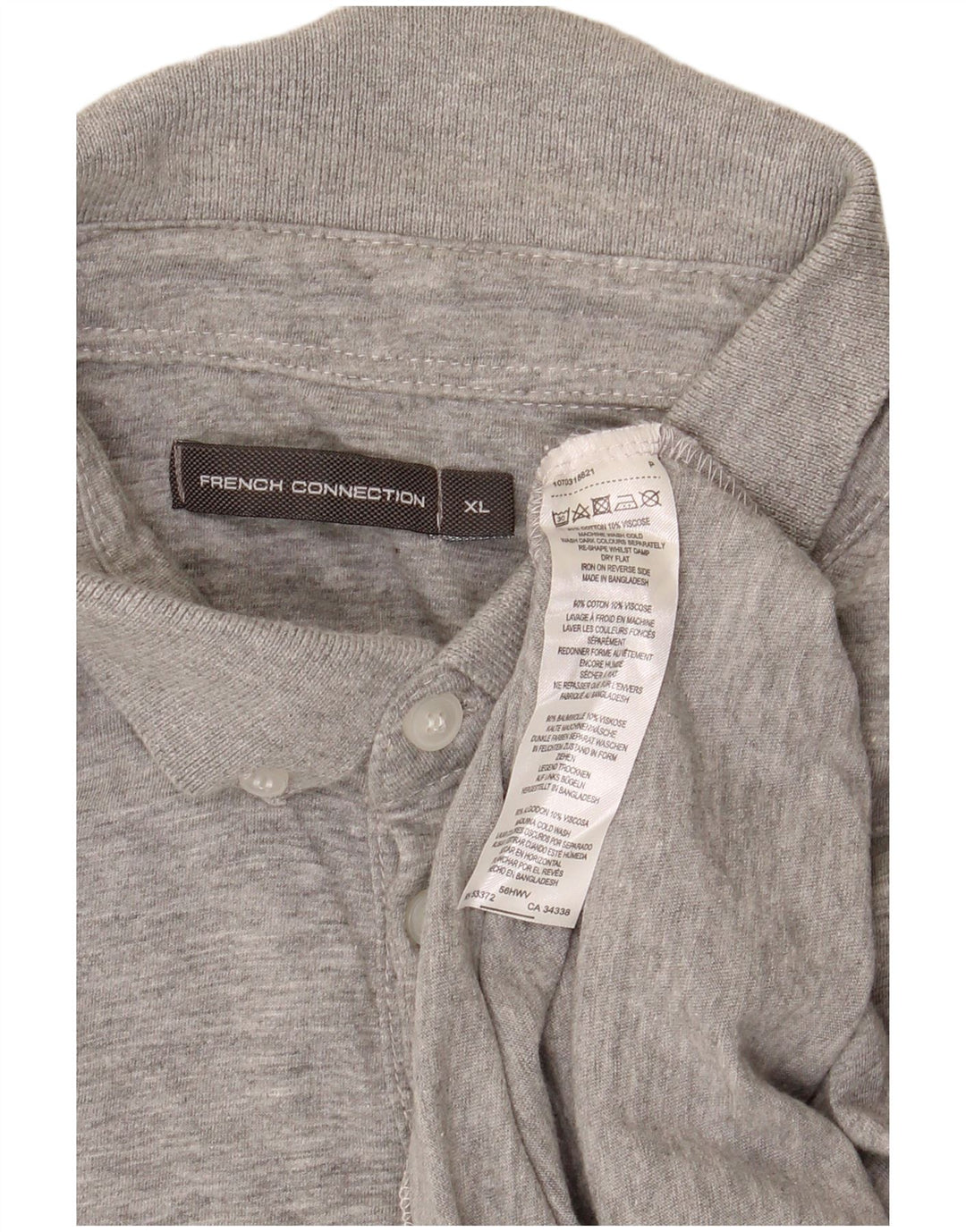 Polo da uomo French Connection XL in cotone chiazzato grigio
