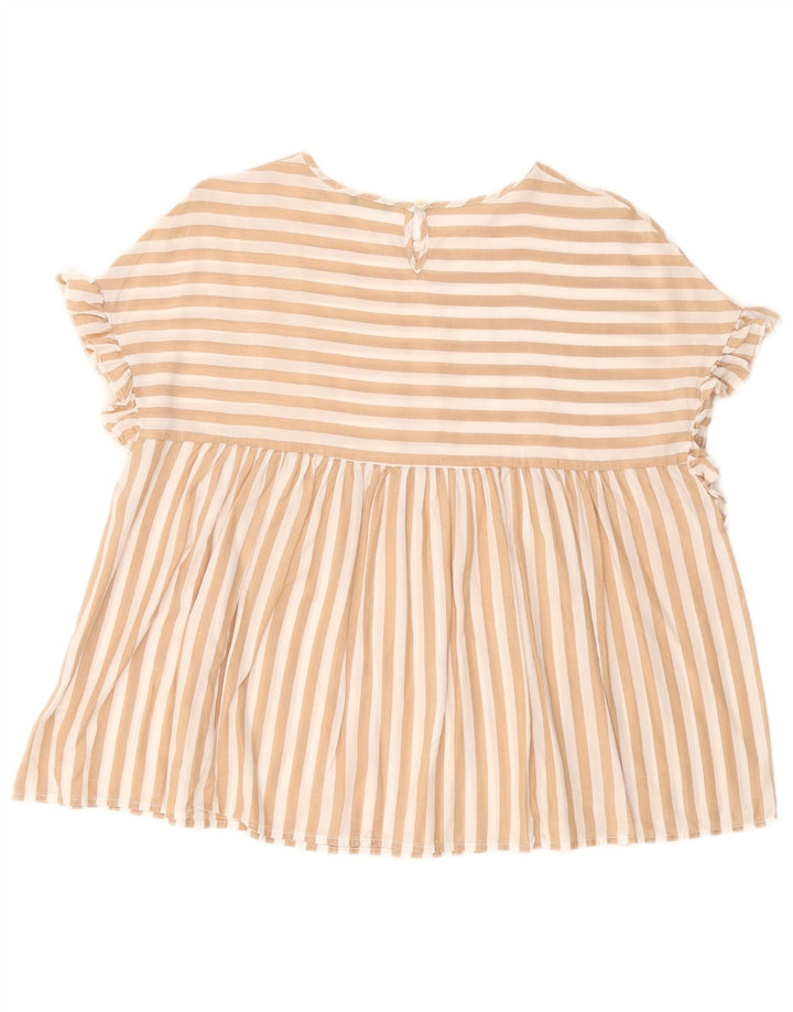 BENETTON Camicetta oversize da donna Top UK 10 Piccolo Lyocell gessato beige