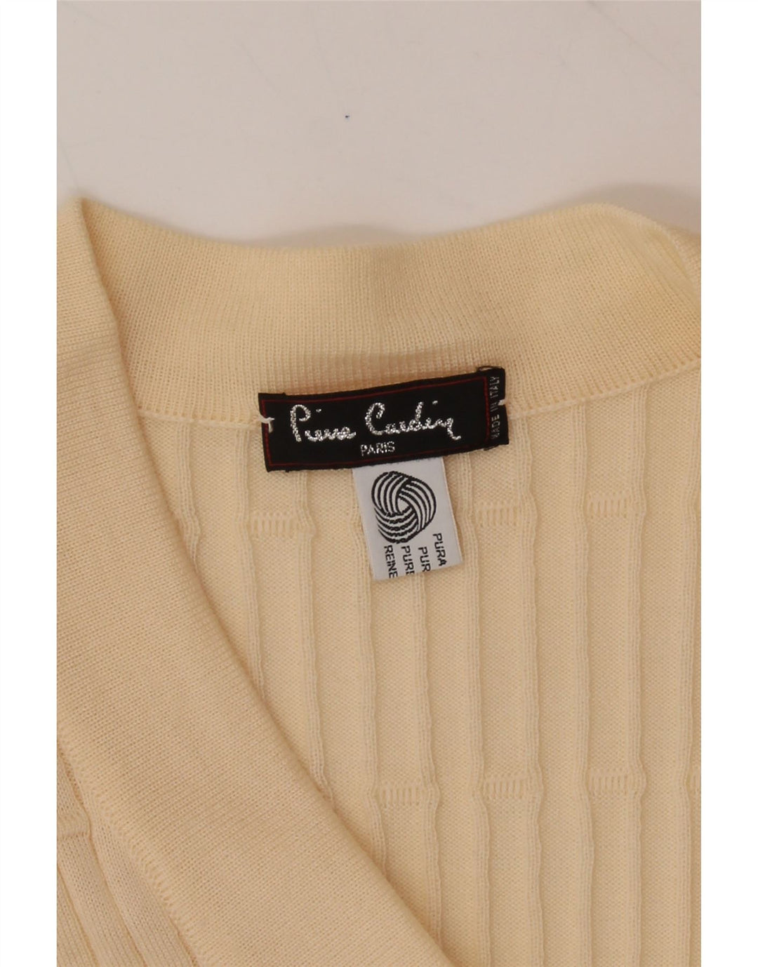 PIERRE CARDIN Womens Oversized Cardigan Sweater UK 10 Small Beige Vintage Pierre Cardin and Second-Hand Pierre Cardin from Messina Hembry 