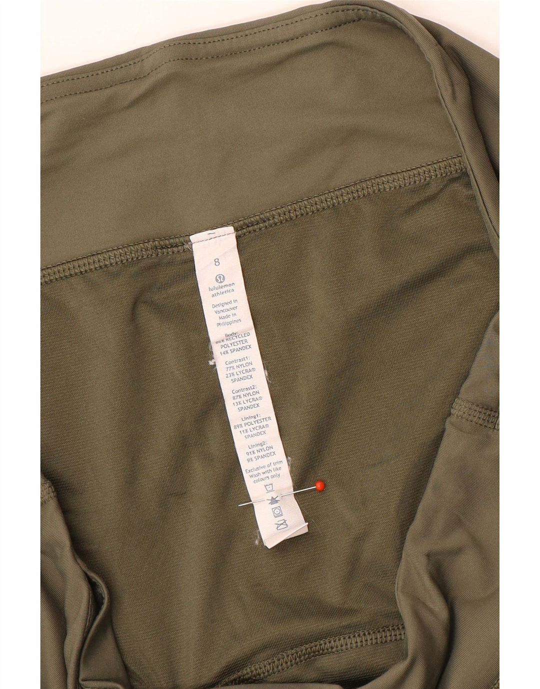 Pantaloncini sportivi da donna LULULEMON UK 8 Small Poliestere mimetico kaki