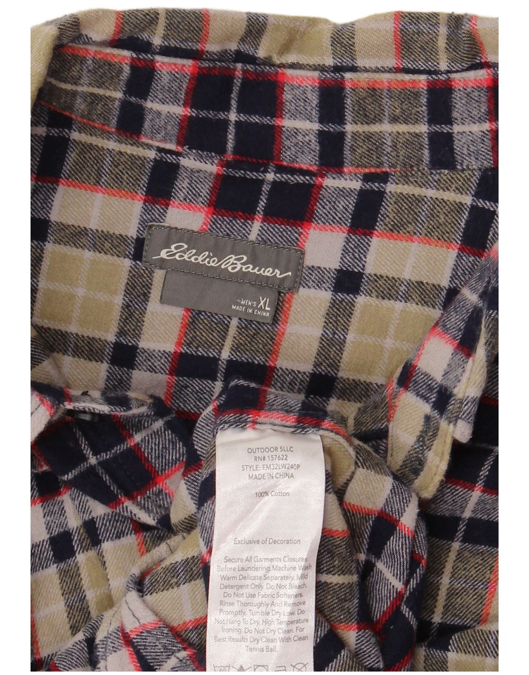 Camicia da uomo in flanella Eddie Bauer XL a quadri verdi