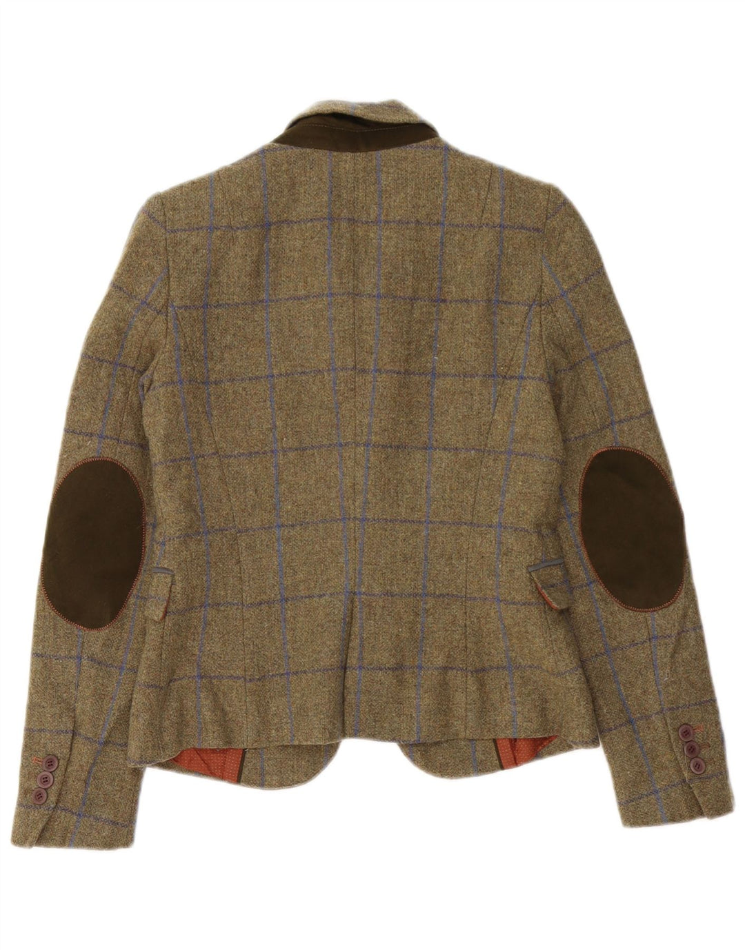 Giacca blazer a 1 bottone da donna Zara UK 10 piccolo quadretto kaki