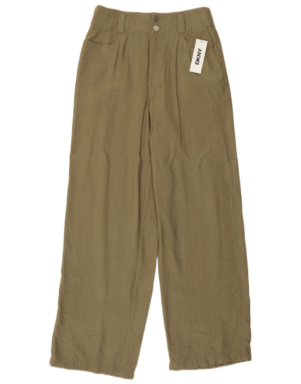 Pantaloni casual larghi a vita alta da donna Dkny US 4 piccoli W26 L31 verdi