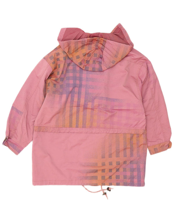 Giacca a vento con cappuccio da donna vintage EU 38 cotone a quadri rosa medio