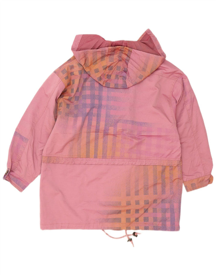 Giacca a vento con cappuccio da donna vintage EU 38 cotone a quadri rosa medio