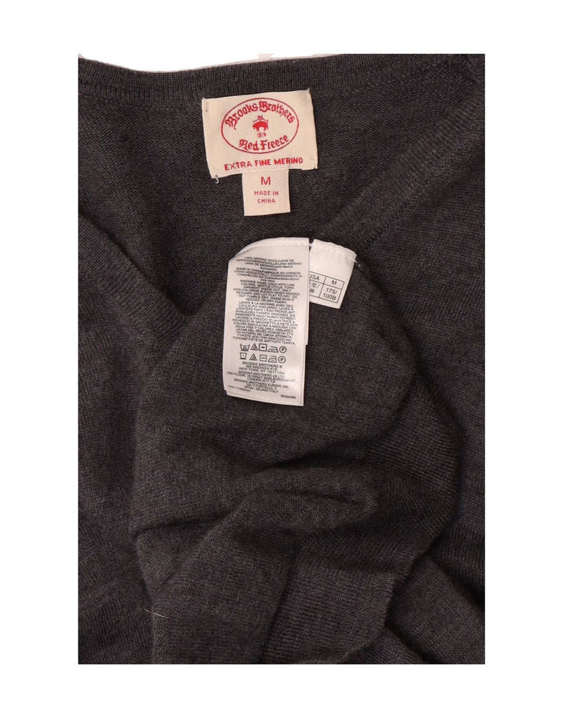 BROOKS BROTHERS Womens V-Neck Jumper Sweater UK 14 Medium Grey Merino Wool Vintage Brooks Brothers and Second-Hand Brooks Brothers from Messina Hembry 