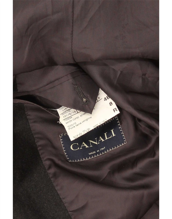 Giacca Blazer 3 Bottoni Canali Uomo IT 48 Media Nera Lana Vergine