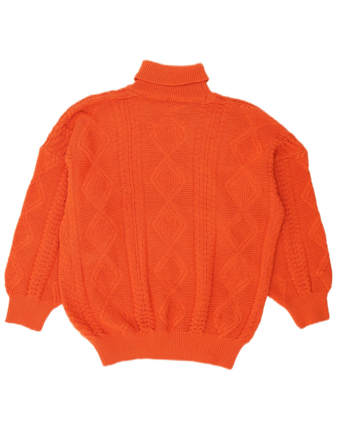 Maglione maglione vintage da uomo con collo alto, grande, arancione