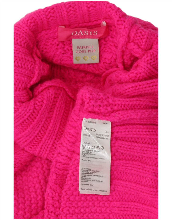 Maglione maglione oversize da donna con collo alto Oasis UK 10 piccolo acrilico rosa