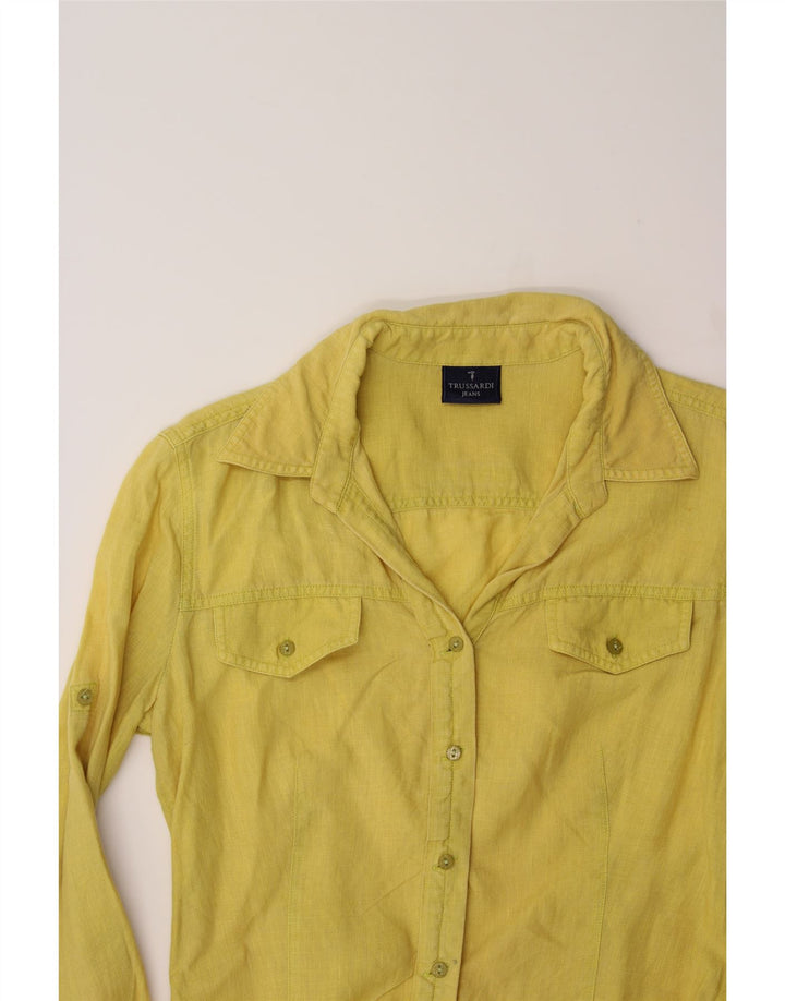 TRUSSARDI Womens Shirt UK 12 Medium Yellow Vintage Trussardi and Second-Hand Trussardi from Messina Hembry 