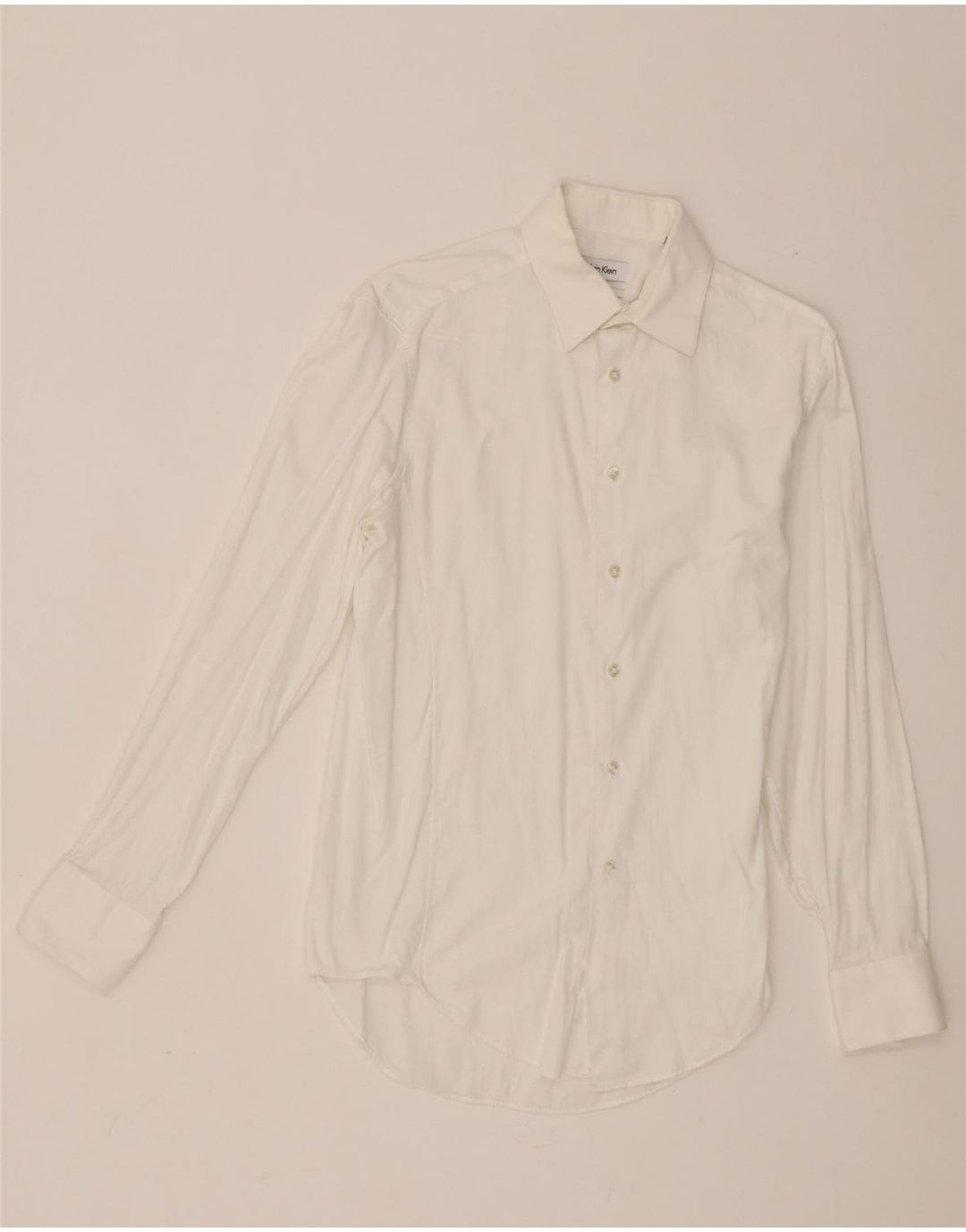 Camicia slim fit da uomo Calvin Klein taglia 15 cotone bianco medio