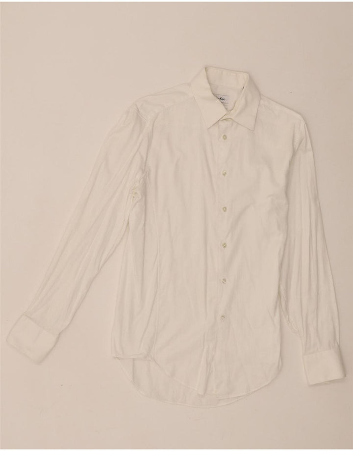 Camicia slim fit da uomo Calvin Klein taglia 15 cotone bianco medio