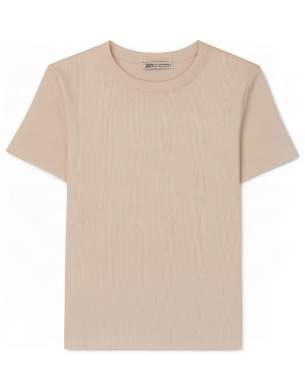 T-shirt corta da donna Zara UK 8 piccola in cotone bianco
