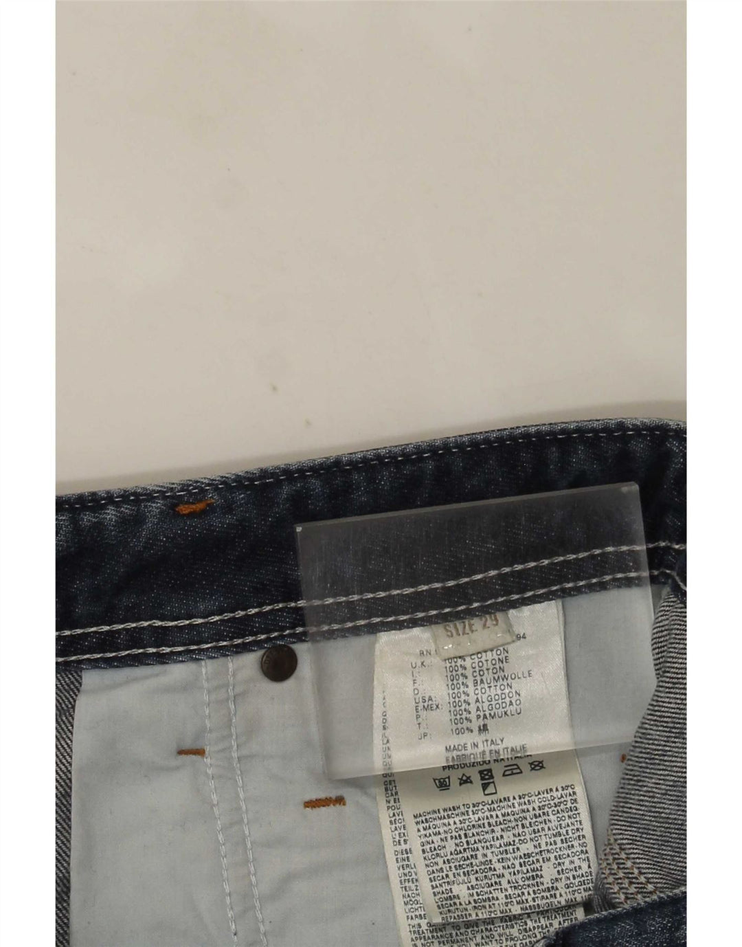 Pantaloncini di jeans invecchiati da uomo Diesel W29 piccoli in cotone blu
