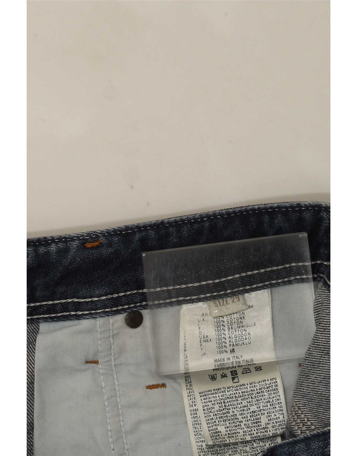 Pantaloncini di jeans invecchiati da uomo Diesel W29 piccoli in cotone blu