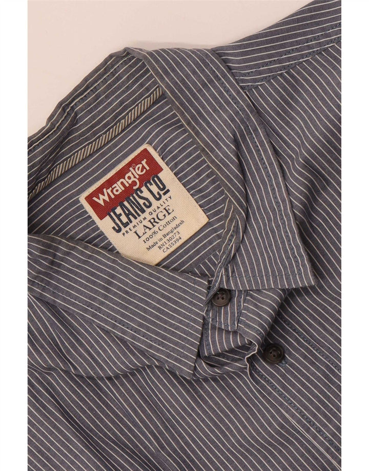 Camicia da uomo Wrangler grande in cotone gessato blu navy