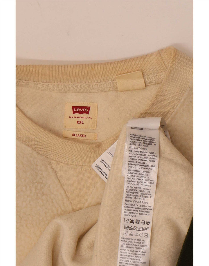 Maglione in pile da uomo dalla vestibilità rilassata Levi's 2XL poliestere a righe bianco sporco