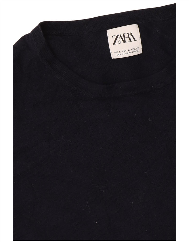 Maglione maglione girocollo da uomo Zara grande blu navy