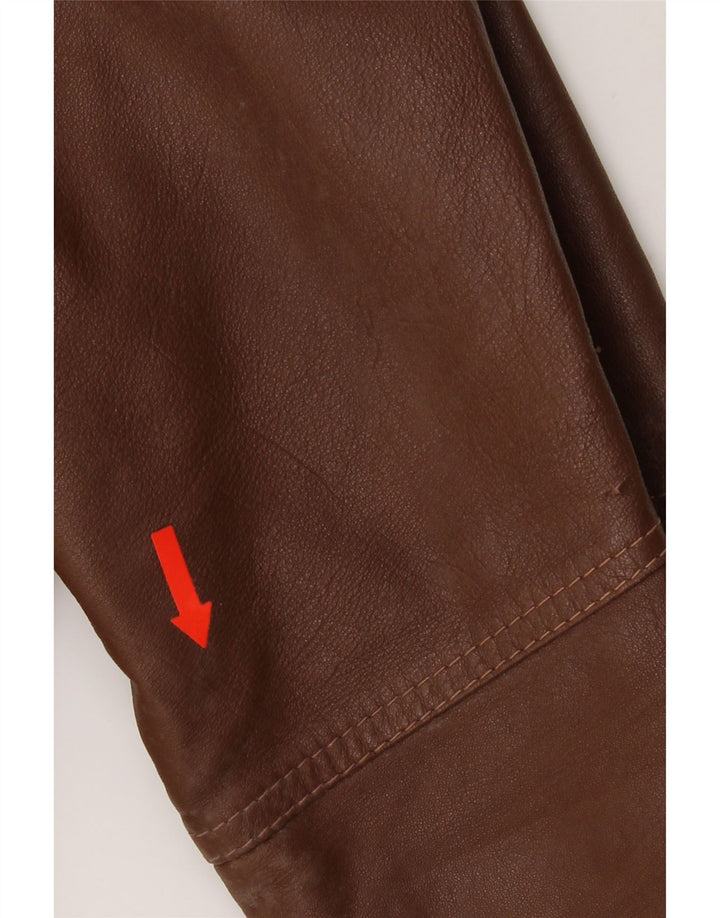 VINTAGE Mens Leather Jacket IT 46 Small Brown Leather Vintage Vintage and Second-Hand Vintage from Messina Hembry 