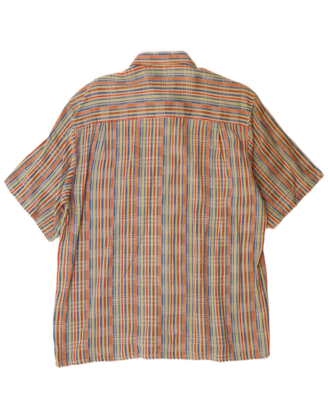 MOLTO ALTRO Camicia da uomo a maniche corte in cotone a quadri multicolori grandi