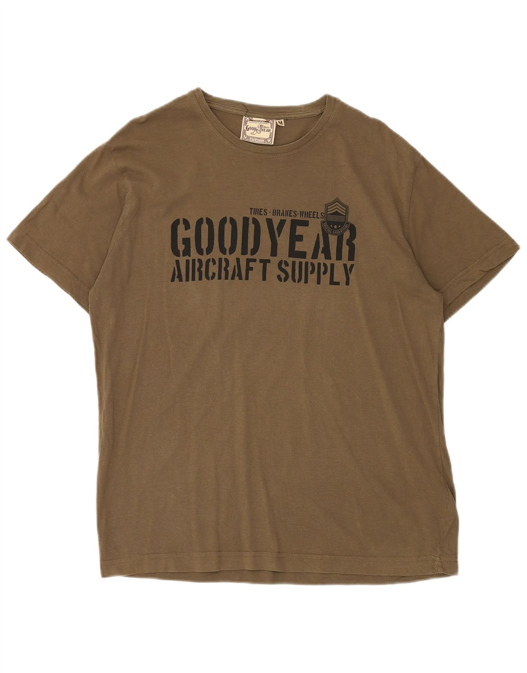 GOOD YEAR T-shirt grafica da uomo Top in cotone kaki medio
