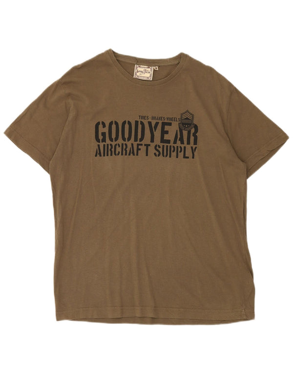 GOOD YEAR T-shirt grafica da uomo Top in cotone kaki medio